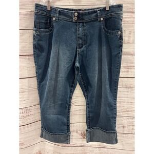 Angels Jeans Dark Blue Cropped Cuffed Denim